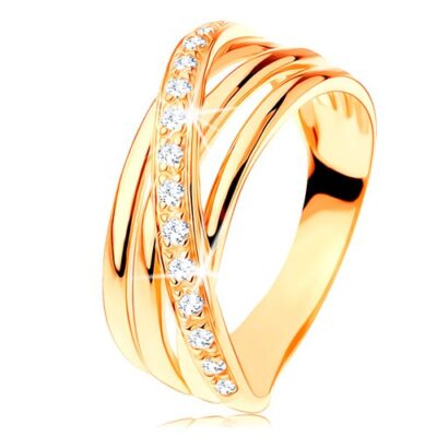 Gyűrű 14K sárga aranyból - három sima sáv