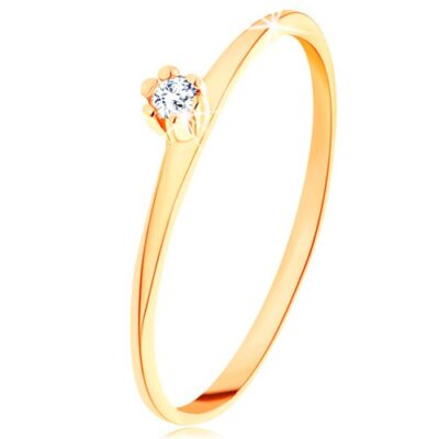 Gyűrű 14K sárga aranyból - kerek átlátszó gyémánt