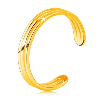 Gyűrű 375 sárga aranyból nyitott gyűrűsínnel – három vékony sima sáv - Nagyság: 56 ékszer webáruház