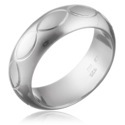 Gyűrű 925 ezüstből - gravírozott ovális minta - Nagyság: 64 ékszer webáruház