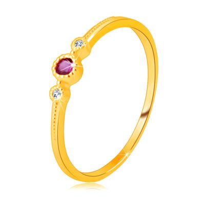 Gyűrű 9K sárga aranyból – rubin foglalatban
