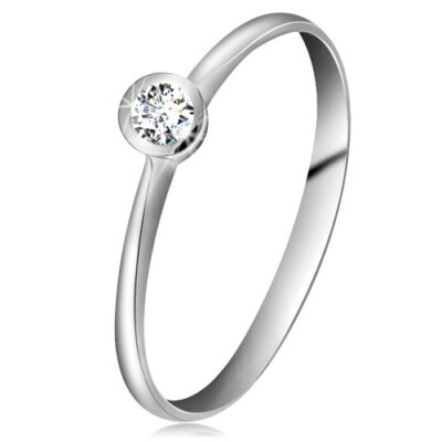 Gyűrű fehér 14K aranyból - csillogó átlátszó briliáns fényes foglalatban