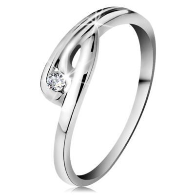 Gyűrű fehér 14K aranyból - csillogó átlátszó gyémánt
