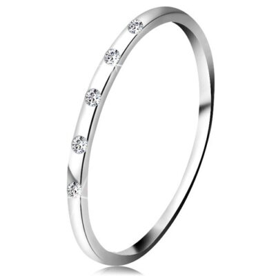Gyűrű fehér 14K aranyból - öt apró átlátszó gyémánt