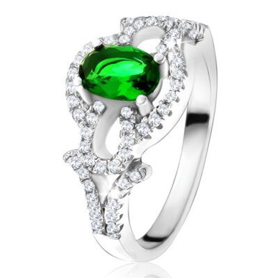 Gyűrű ovális zöld kővel