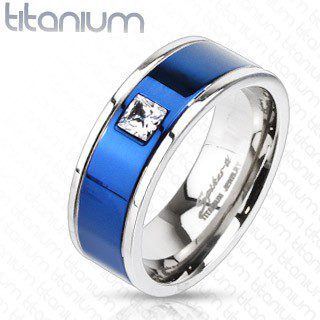 Gyűrű titániumból - kék sáv