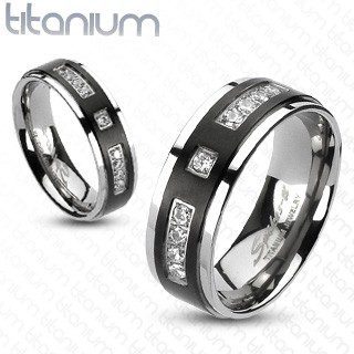 Gyűrű titániumból - matt fekete sáv