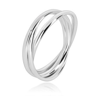 Hármas 925 ezüst gyűrű - keskeny egymásba fonódó gyűrűk fényes felülettel - Nagyság: 64 ékszer webáruház