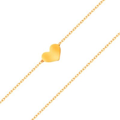 Karkötő 14K sárga aranyból - kis szimmetrikus és lapos szív