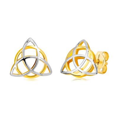Kétszínű 14K arany fülbevaló - háromágú kelta csomó karikával ékszer webáruház