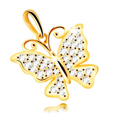 Medál 14K aranyból – pillangó átlátszó csillogó cirkóniákkal díszítve ékszer webáruház
