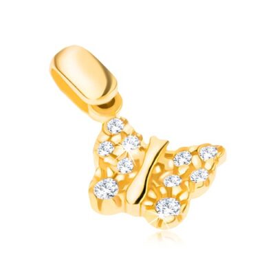 Medál 14K aranyból - pillangó mintázott szárnyakkal és kövekkel ékszer webáruház