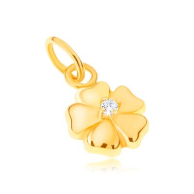 Medál 14K sárga aranyból - csillogó ötszirmú virág kővel ékszer webáruház