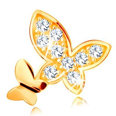 Medál 14K sárga aranyból - két pillangó - sima és cirkóniás ékszer webáruház