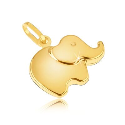 Medál 14K sárga aranyból - kis csillogó lekerekített elefánt ékszer webáruház