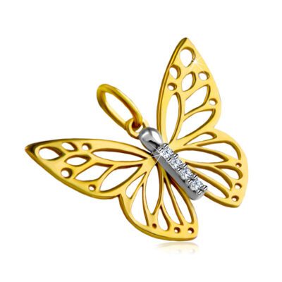 Medál kombinált 14K aranyból - pillangószárnyak kivágásokkal