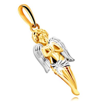 Medál kombinált 9K aranyból – imádkozó angyal szárnyakkal ékszer webáruház