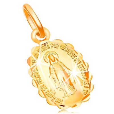 Medál sárga 18K aranyból - kétoldalú medalion Szűz Máriával ékszer webáruház