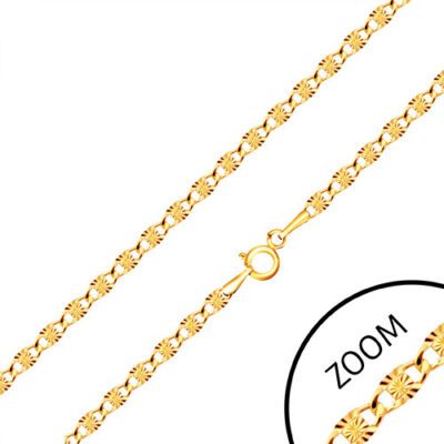 Nyaklánc 14K sárga aranyból - lapos hosszúkás elemek