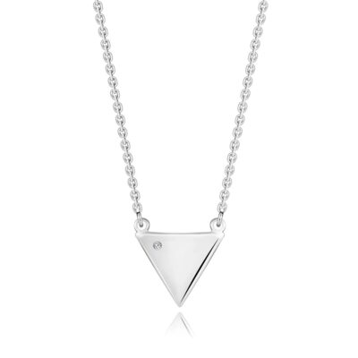 Platinával bevont 925 ezüst nyaklánc - háromszög átlátszó gyémánttal ékszer webáruház