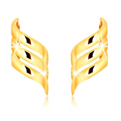 Stekkeres fülbevaló 375 sárga aranyból - három fényes