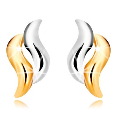 Stekkeres fülbevaló kombinált 375 aranyból - kétszínű hullámos vonalak ékszer webáruház