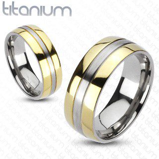 Titánium gyűrű - arany és ezüst színkombináció - Nagyság: 67 ékszer webáruház