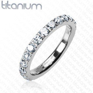 Titánium gyűrű - tiszta kerek cirkónia kövek - Nagyság: 57 ékszer webáruház