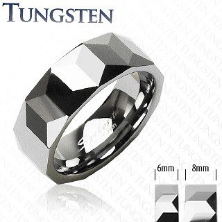 Tungsten gyűrű - hasáb minta - Nagyság: 52 ékszer webáruház