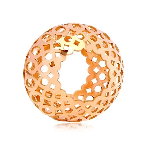 14K rózsaszín arany medál - üreges henger kivágott ovális és kör formákkal ékszer webáruház