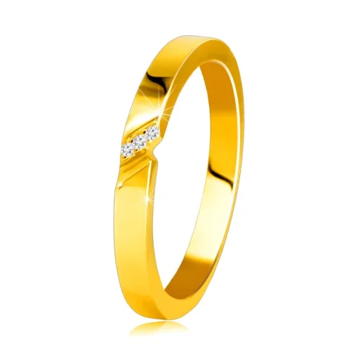14K sárga arany gyűrű - gyűrű finom vágással és cirkónia vonallal - Nagyság: 58 ékszer webáruház
