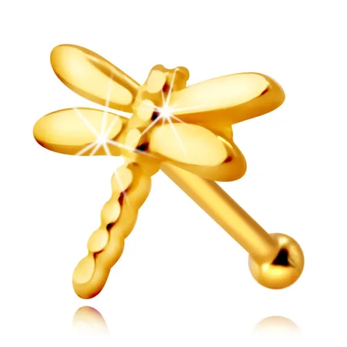 375 arany orrpiercing – szitakötő hosszú fényes szárnyakkal ékszer webáruház