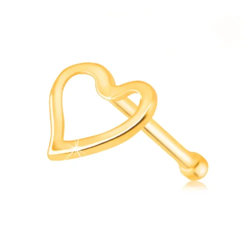 375 sárga arany orrpiercing – egy szív kivágással középen ékszer webáruház