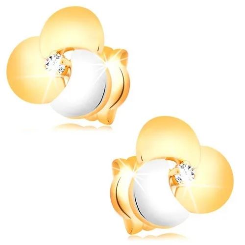 585 arany gyémánt fülbevaló - átlátszó briliáns nagy kétszínű virágban ékszer webáruház