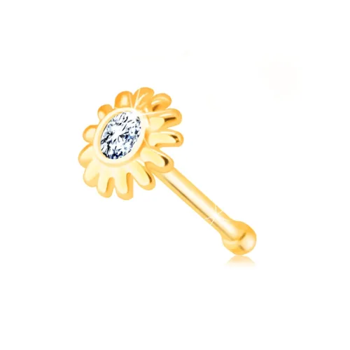 585 arany orr piercing - virág egy átlátszó cirkóniával középen ékszer webáruház