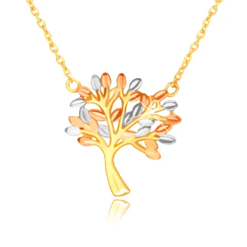 585 kombinált arany nyaklánc – terebélyes életfa levelekkel ékszer webáruház