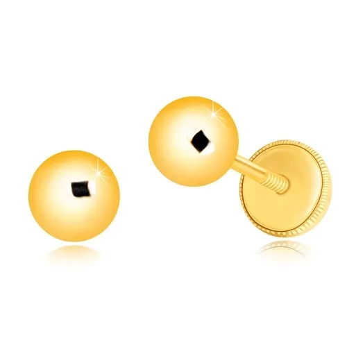 585 sárga arany fülbevaló - egyszerű fényes gyöngy