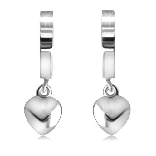 925 ezüst bepattintós fülbevaló – tükörfényes karikák egy szívvel