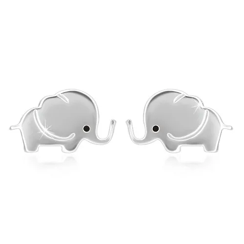 925 ezüst fülbevaló - csillogó elefánt fekete színű szemmel