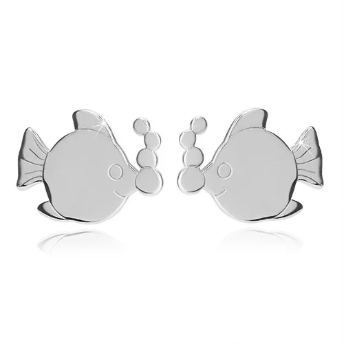925 ezüst fülbevaló - csillogó hal buborékokkal