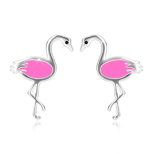 925 ezüst fülbevaló - fényes flamingó rózsaszín szárnnyal