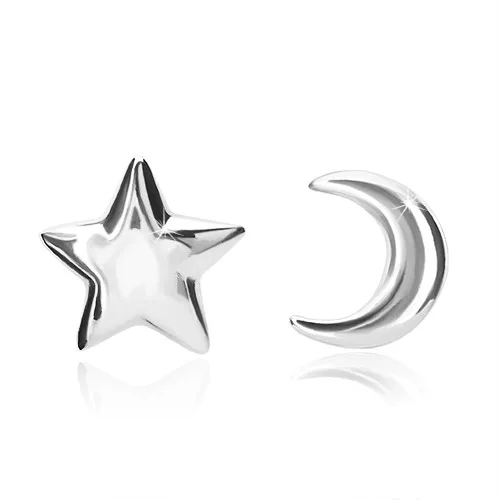 925 ezüst fülbevaló - hold és csillag motívum