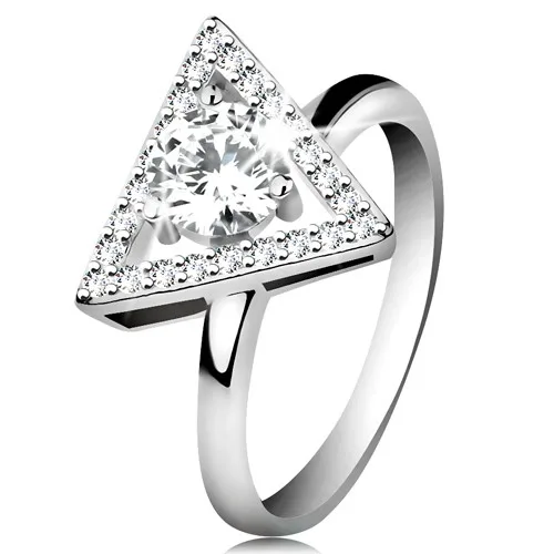 925 ezüst gyűrű - cirkóniás háromszög alakú körvonal