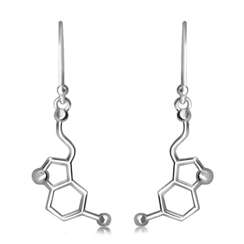 925 Ezüst lógó fülbevaló - a szerotonin kémiai vegyülete „Boldogság hormon” ékszer webáruház