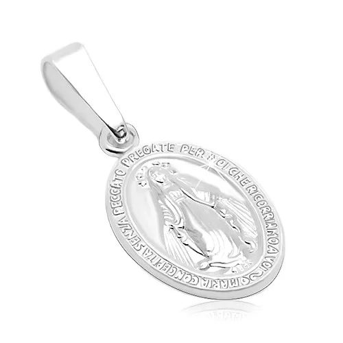 925 ezüst medál - ovális alakú tábla Szűz Mária szimbólumokkal ékszer webáruház
