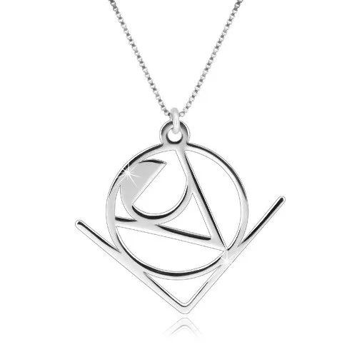 925 ezüst nyaklánc - a "Love" szó absztrakt geometrikus motívummal ékszer webáruház