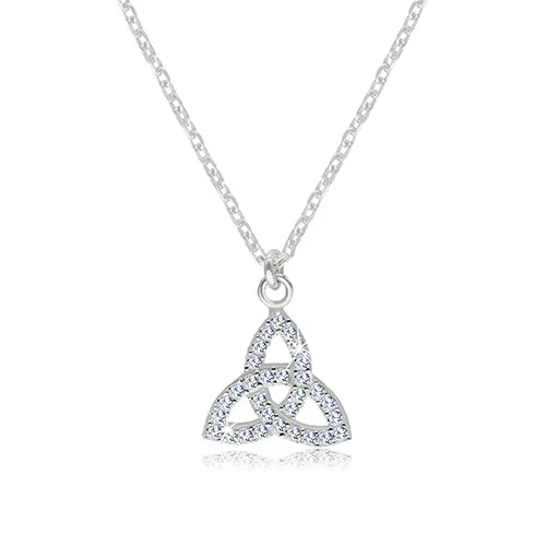 925 ezüst nyaklánc - átlátszó cirkóniás Triquetra szimbólum ékszer webáruház