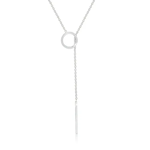 925 ezüst nyaklánc - fényes karika és egy finom láncon függő pálca ékszer webáruház