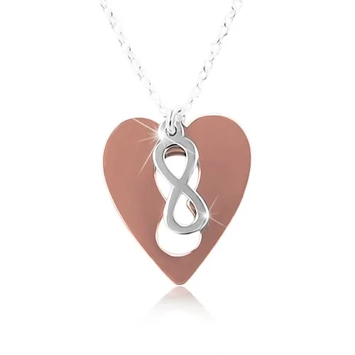 925 ezüst nyaklánc - réz színű szív INFINITY szimbólummal ékszer webáruház