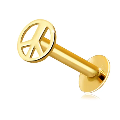 9K arany ajak- és állpiercing - kerek béke szimbólum